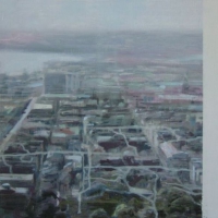 "Samtida stad" Oil on linen 40 x 60 cm