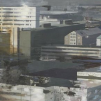 "Staden / The city" Oil on linen 65 x 200 cm